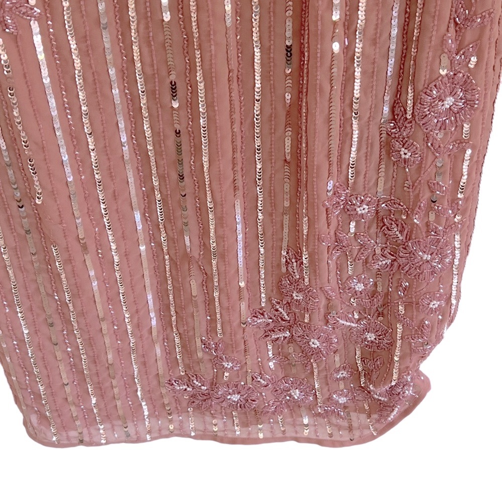 Mac Duggal STRIPED FLORAL EMBELLISHED SLEEVELESS MIDI DRESS size 10 - Picture 9 of 12